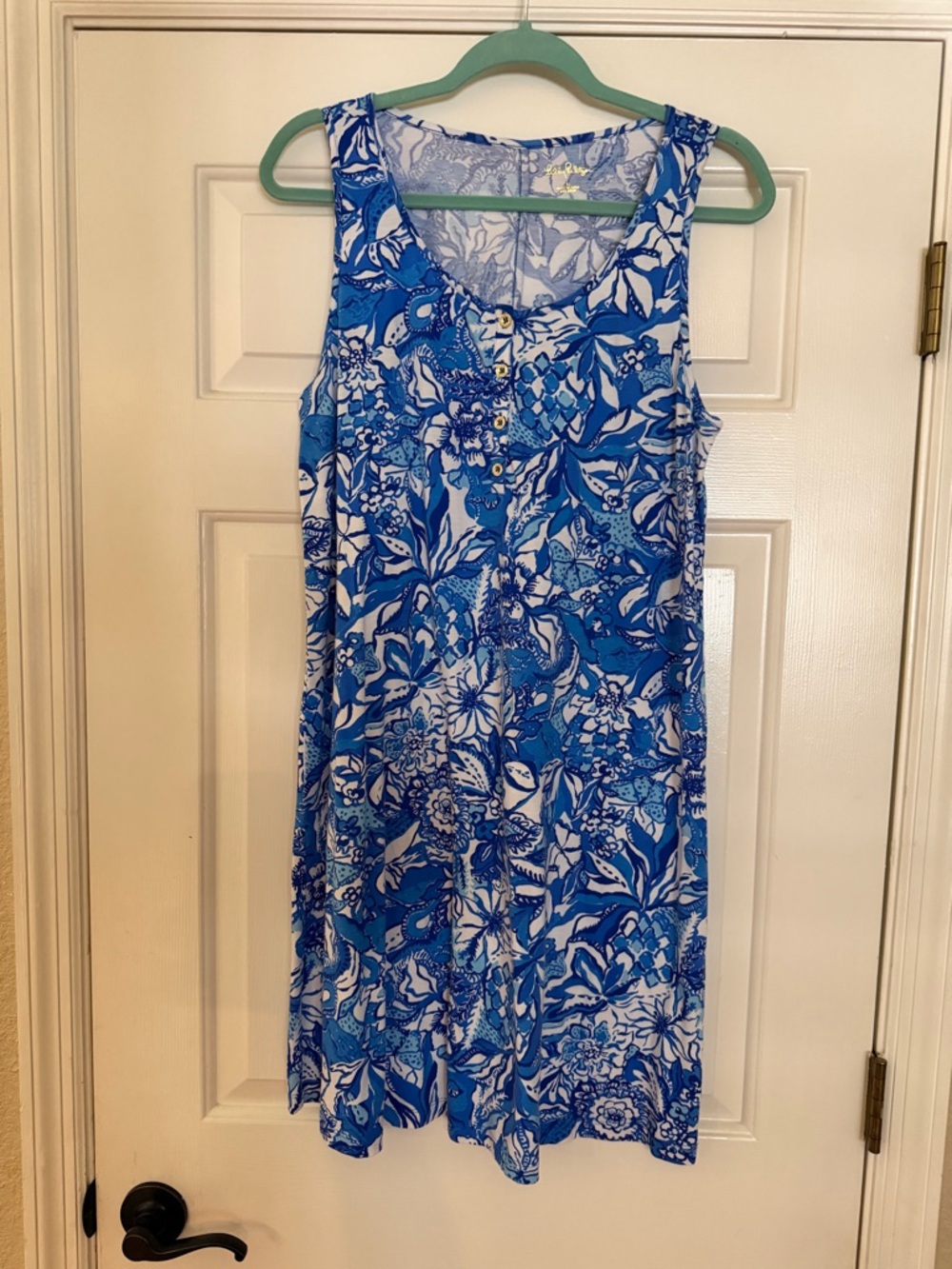 Lilly Pulitzer Blue and White Floral Sleeveless Essie Midi Dress